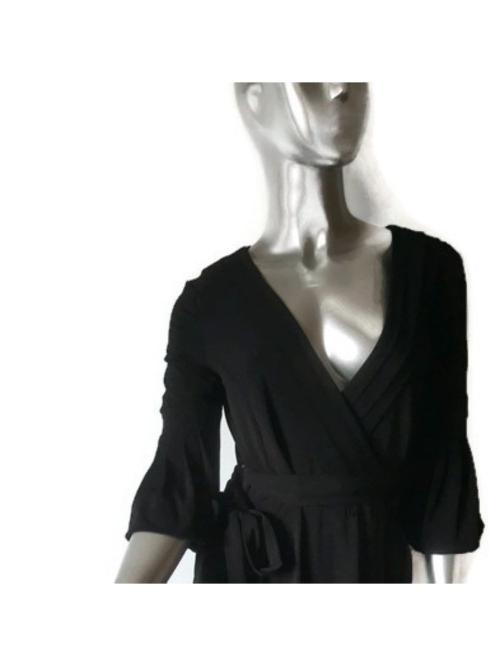 Max and Cleo Black Knit Wrap Dress Size XS